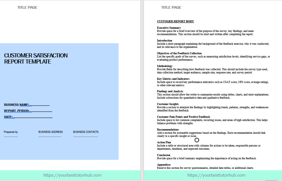 customer satisfaction report template